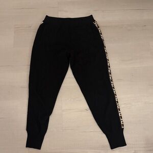 Knit Black Joggers with Patterned Side Stripe